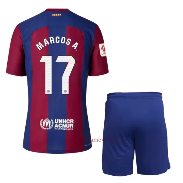 Koszulka FC Barcelona Marcos A. 17 23/24 Domowa Dziecięca