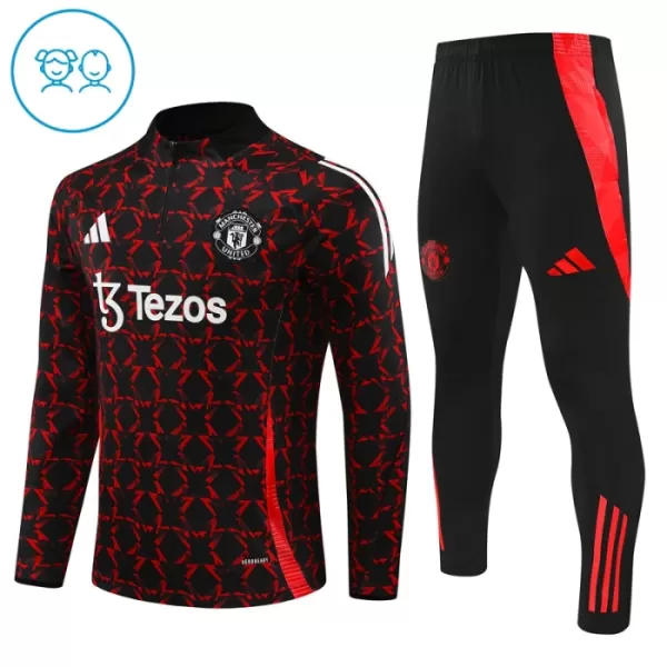 Manchester United Zestaw Bluzy Treningowej 24/25 Czarny Dziecięca