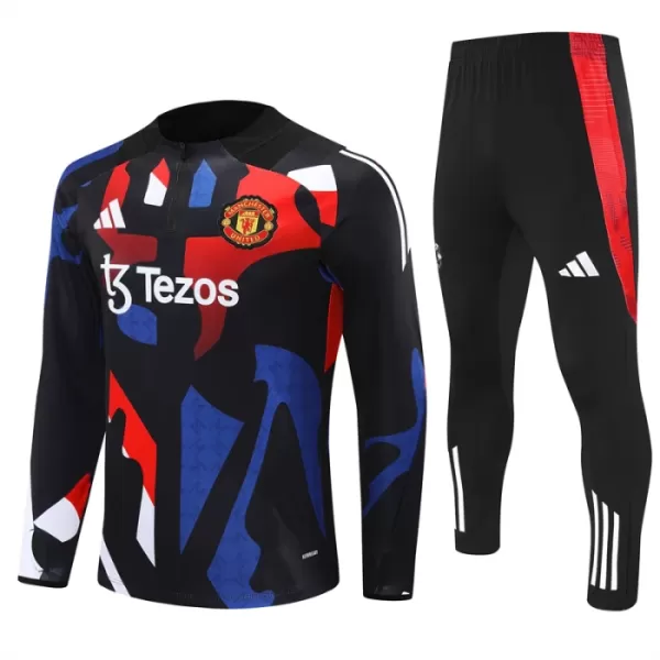 Manchester United Zestaw Bluzy Treningowej 24/25 Czarny